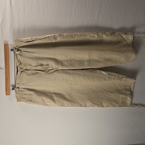 Raw Blue Women's 100% Linen Wide Leg Capri Pants Sz XL Cottagecore Coastal Beach